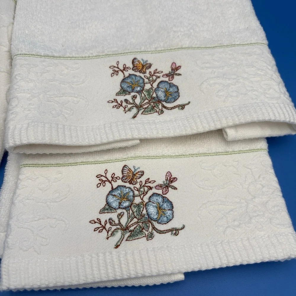 Lenox Butterfly Meadow Bath Hand Finger Tip Towel Set Of 4 Vtg EUC Tags